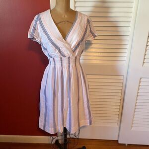 J CREW | white pink grey v neck dress XS